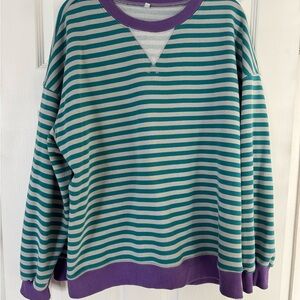 Striped Green and Purple Sweatshirt Free People Dupe